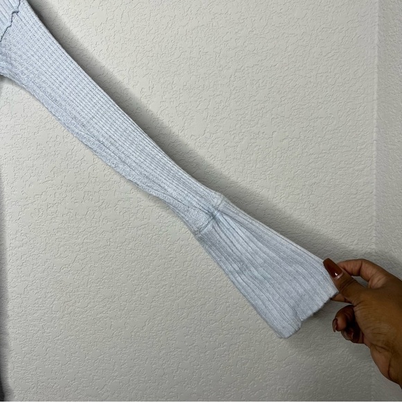 Free People Women‎ Waffle Knit Top Light Blue Small Long Sleeve Tunic Ventura - Picture 7 of 12